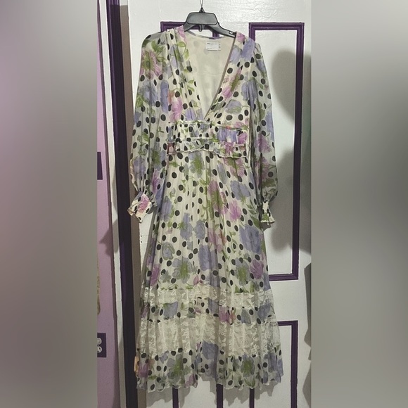 ASOS DESIGN Tall Floral Polka Dot Maxi Dress – Size US 4 (EU 36, UK 8) - Picture 1 of 10